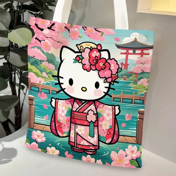 Hello Kitty Large Tote Bag -  Multicolor, Polyester Bag - Not Waterproof -Sanrio - Picture 2 of 5